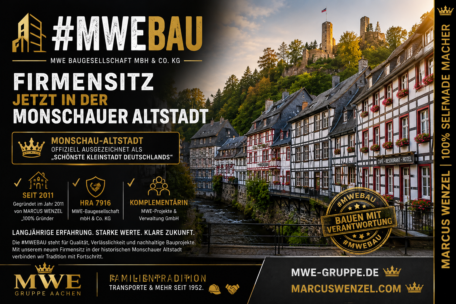 MWE-Baugesellschaft mbH & Co. KG verlegt Firmensitz nach Monschau-Altstadt | #MWEBAU
